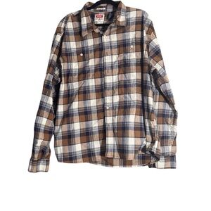 Wrangler Brown and Blue Casual Button Down Shirt